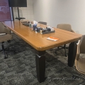 Solid Wood Oak Office Boardroom Table w/ Black Post Legs